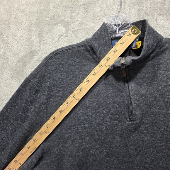 Polo Ralph Lauren Sweater Mens XL Gray Estate Rib Quarter Zip Pullover Red Pony - Picture 6 of 8